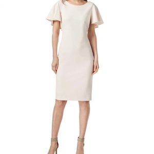White Calvin Klein Flutter Sleeve Midi Dress, size 2